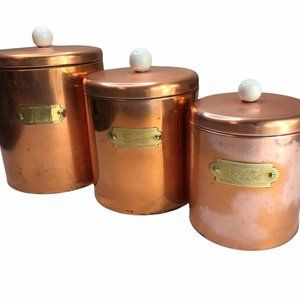 Vintage Antique Copper Canister, Storage Container